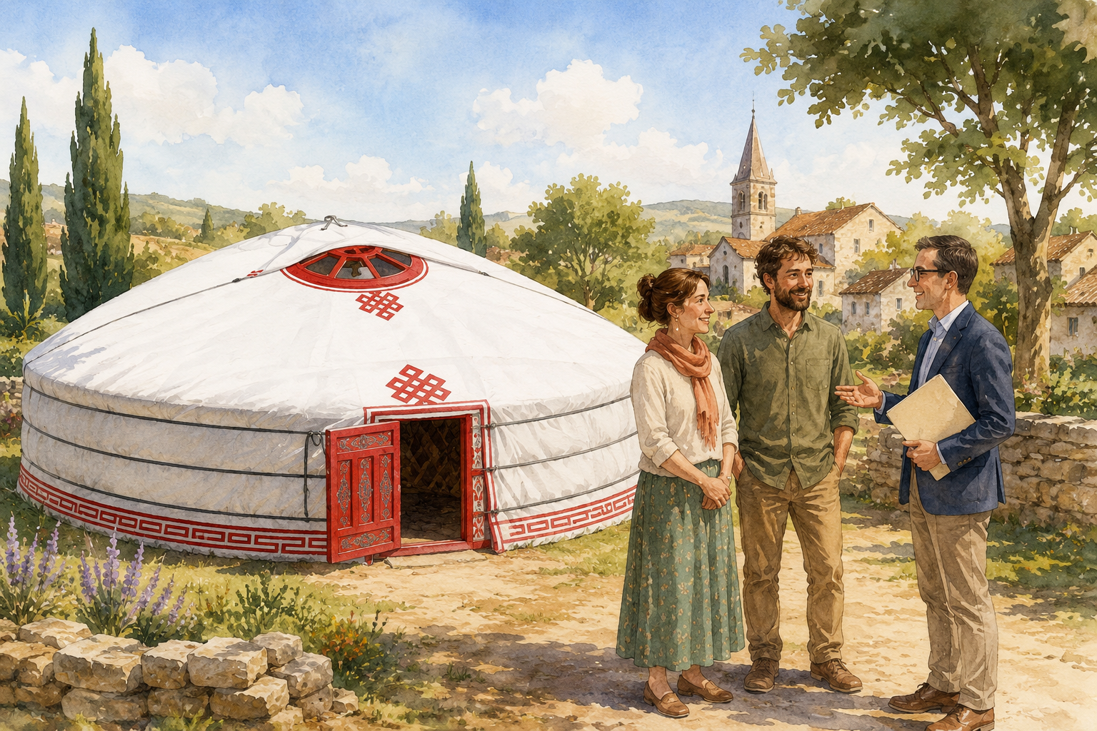Yourte temporaire et yourte utilisée comme habitation